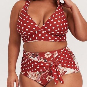 TORRID reversible floral dot bikini set, 2X.